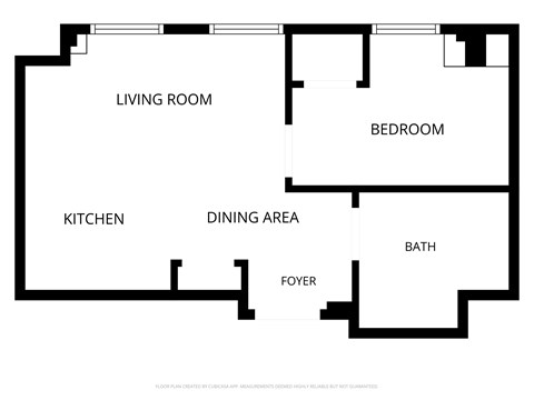 Floor plan for 1 bed, 1 bath, 516 sqft